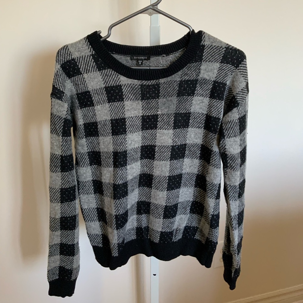 Dynamite Sparkly Grid Sweater